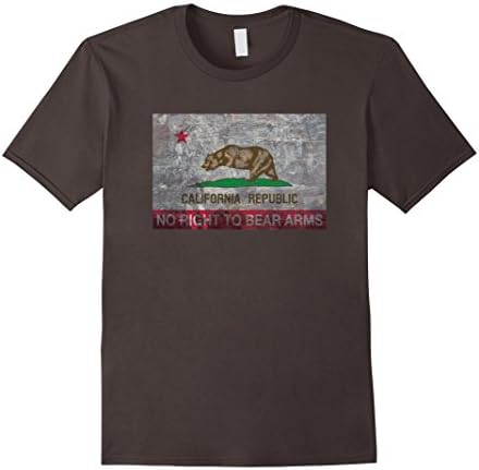 Men's California Flag No Right To Bear Arms T-Shirt Medium Asphalt