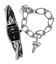 DKNY Stainless Steel Bracelet Watch And Charm Bracelet Watch Gift Set