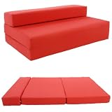 Double chair bed futon - Red 100% Cotton fabric - great as sofa bed