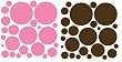 72 Pink and Brown Wall Polka Dots Peel and Stick Removable Wall Pops Stickers
