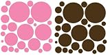 50 Pink and Brown Wall Polka Dots Peel and Stick Removable