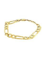 10K Yellow Gold Figaro Cuban Curb Link Chain Bracelet 9" 8.8 Grams 9.25MM