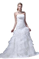 Strapless Corset   Waistline Organza/Satin Lace-Up  Dress