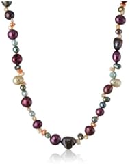 Multi-Color and Shape Freshwater Cultured Pearl Sterling Silver Clasp Necklace, 16"+2" Extender