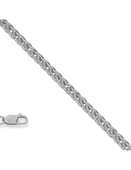 14k Solid White Gold 1.8 mm (5/64 Inch) Square Wheat Chain Necklace 20" w/ Lobster Claw Clasp