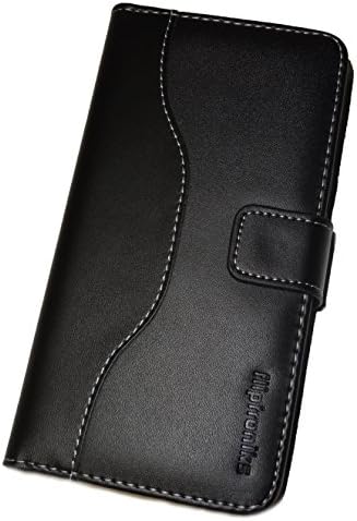 Fliptroniks Samsung Galaxy Note 4 Leather Wallet Case [Real Leather] Note 4 Slim Designer Diary Flip Case- [Black] Luxury Business Style Protective Portfolio Flip Cover Credit Card ID Holder - Panther Series