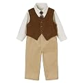 Infant Boys' Itty Bitty 4-piece Vest Set - Brown/Kahki