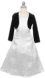 CLEARANCE New 2 Pc Silver Metallic Jacquard Dress with Velvet Bolero 2 to 12 Girls