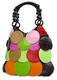 41UFSpDDYDL._SL160_ - Designer Inspired Multi Color Circle Overlay Handbag Bag Purse - celebrity-purses-savings