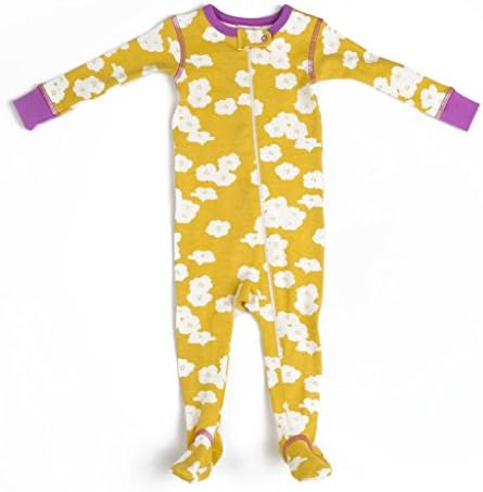katebaby Baby Girls' Zipper Footie In Sun Blossoms 18-24M Yellow And White