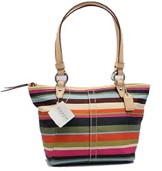 Coach Legacy Stripe Top Handle Pouch Purse Tote 42423