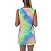 Women's Summer Sleeveless Tie-dye Round Neck Rainbow Long Top Mini Dress