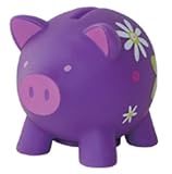 Piggy Coin Bank(ブタ貯金箱)フローラルパープルの画像