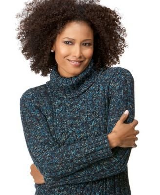 Click here to buy Karen Scott Petite Marled Cable-Knit Turtleneck Sweater by Karen Scott.