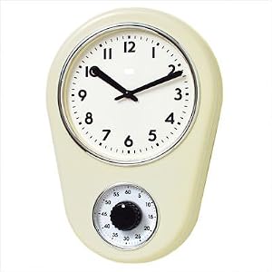 Kitchen Timer Retro Modern Wall Clock in Ivory