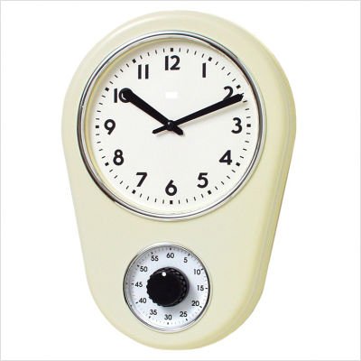 Kitchen Timer Retro Modern Wall Clock in Ivory