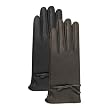 Luxury Lane Women's Cashmere Lined Lambskin Leather Gloves with Bow in Black or Chocolate