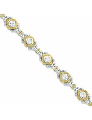 Genuine .925 Sterling Silver Vermeil Vintage Style Cz Bracelet . 100% Satisfaction Guaranteed.