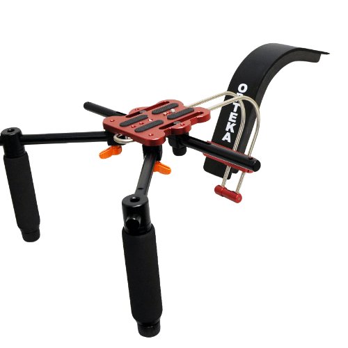 Opteka CXS-2 Dual-Grip Video Shoulder Stabilizer Support System with 15mm Accessory Rod, CBW-1 Counterweight and CXSB-1 Shoulder Strap Belt