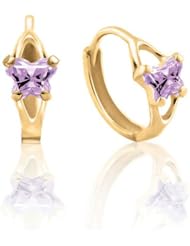 Bfly® Girls 10k Gold June Birthstone CZ Butterfly Hinged Earrings