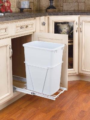 Pull-Out Waste Container w/FE Slides, White Pull-Out Waste Container w/FE Slides, White