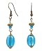 Earrings - E318 - Murano Style Glass and Antique Gold Tone Beads - Oval ~ Aqua