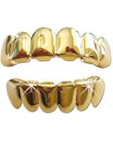Hip Hop 14K Gold Plated Removeable Mouth Grillz Set (Top & Bottom) Player Style