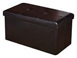 Kennedy Home Collection 30-Inch Faux leather Folding Ottoman, Chocolate