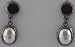 Dark Silver Drop Earrings with Pearl Tone Inlays