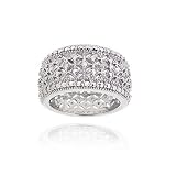 Rhodium Plated 1/4ct Diamond Filigree Band Ring