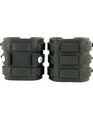 Black Leather Cuff Watch Band & Wristband Set