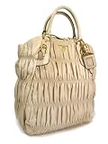 Prada Beige Leather Jacquard Handbag