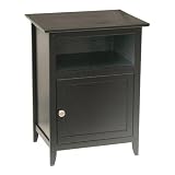Winsome Wood End Table/Night Stand with Door and Shelf, Black