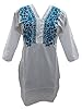 Boho White Kurti Floral Embroidered Tunic Top S