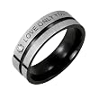 Black Tone Stainless Steel "Love Only You" Cubic Zirconia Band Ring