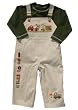 Good Lad Infant Boy Tan & Green Overall Set