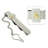 18k Gold & Stainless Steel Men's Tie Clip W/ Stallion Emblem