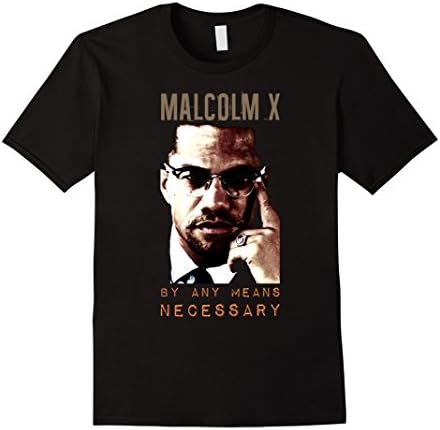 Men's Malcolm X By Any Means Necessary T-Shirt Large Black