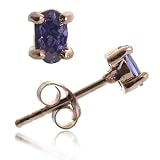 Rose Vermeil (24k Gold over Sterling Silver) Tanzanite cz Stone oval Earrings