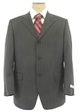 Jones NY Mens Single Breasted 3 Button Charcoal Gray Pinstripe Wool Suit - Size 42S