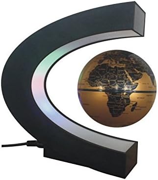 Magnetic Levitation Floating Globe World Map Display Magnets Suspension Tellurion 3 inch LED Light Anti Gravity Earth C Shape Toys Home Decoration Gold Color