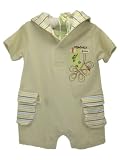 Organic Cotton Boys Lizard Beige Romper w/Hood