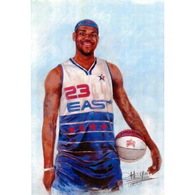 Professionally Framed LeBron James (Smiling with Basketball) Sports Poster Print - 11x17 with RichAndFramous Black Wood Frame