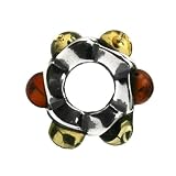 Sterling Silver Pandora Style Beads Multicolor Amber Small Charm