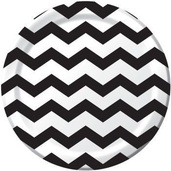 Black Velvet Chevron Stripe 9 inch Lunch/Dinner Plates (8 ct)