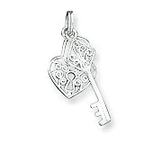 Sterling Silver Heart & Key Charm with 20 inch Sterling Silver Chain