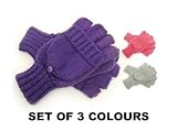 Value Pack Of 3 Girls Capped Gloves with Lurex One Size Assorted Colours