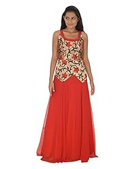 Sleeveless Cocktail Brocade/Georgette Maxi Dress 