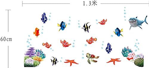iNewcow Tiny Tots Room Decor 3D Wall Decals Cartoon Stickers Wallpapers Wall Pops For Kindergarten/Nursery(Underwater World/Clownfish/Shark/Sea Stars)