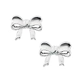 14K White Gold Children's Bow Earrings
